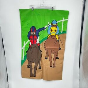 Evergreen And They're Off! Outdoor Flag 43" x 29" horse racing Kentucky derby